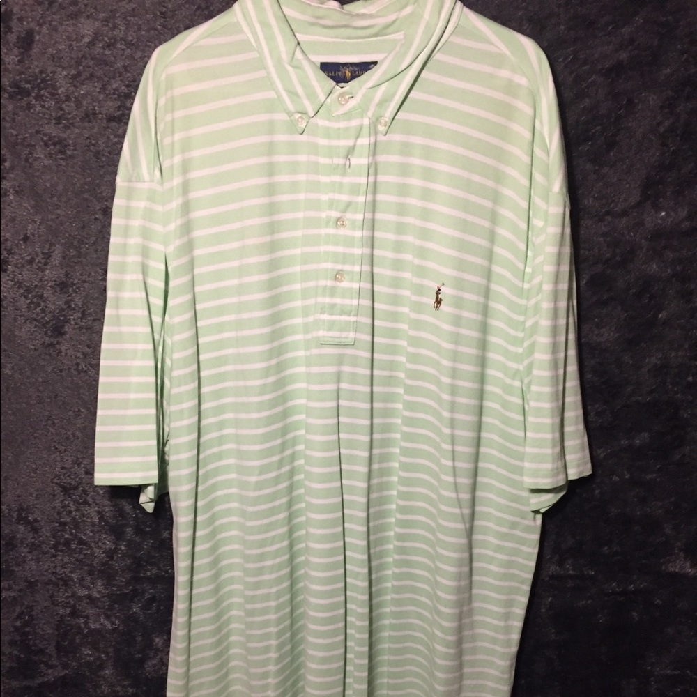 Lime Green Striped Polo